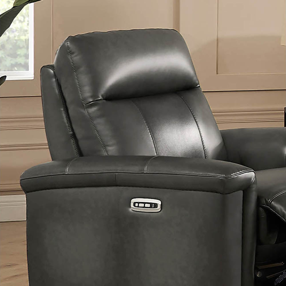 Sherwood Power Headrest Zero Gravity Recliner Gun Ash Memory Foam Genuine Leather