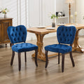 French Vintage Tufted Upholstered Fabric Dining Chair,Set Of 2,Blue,Sw1869Bl Blue Dining Room American Design Dining Chairs Rubberwood Set Of 2 Foam Velvet