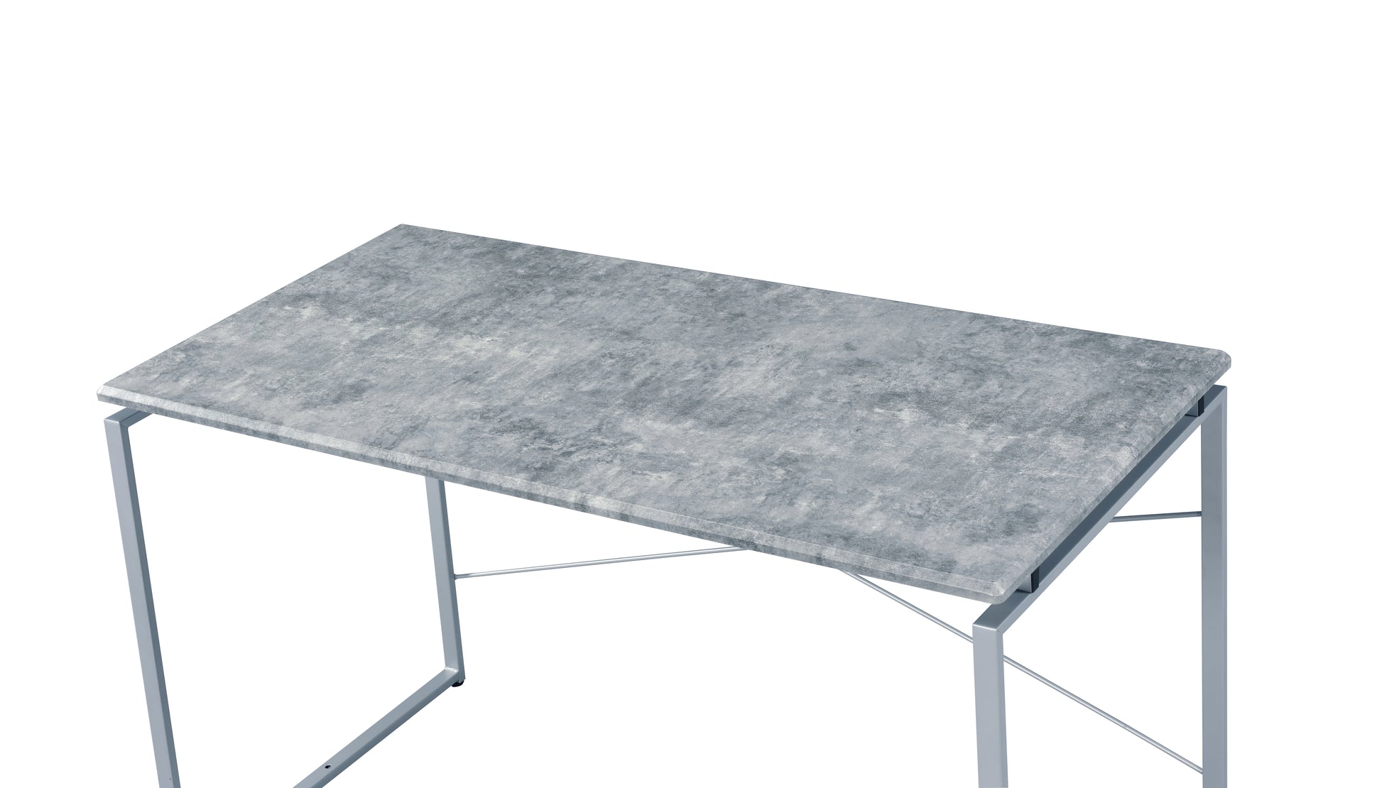 Jurgen Faux Concrete & Silver Finish Writing Desk Gray,Silver Metal,Synthetic Wood