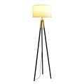 Sway Brassed Gold Floor Lamp With On Off Switch Triple Legs White Fabric Shade Black,Gold,White Table&Floor Lamps Fabric,Metal