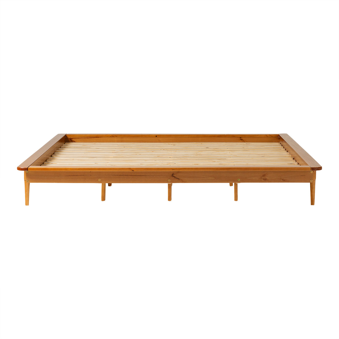 Mid Century Modern Solid Wood King Platform Bed Frame Caramel Caramel Pine