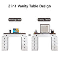 Vanity Desk With Dimmable Led Light With 10 Drawers, Makeup Table With Flip Up Mirror For Space Saving,Large Storage Vanity Table Set With Stool And Drawers, White Walnut Finish White Walnut Drawer