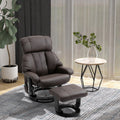 Homcom Massage Recliner Chair With Ottoman, 360 Swivel Recliner And Footstool, Pu Leather Reclining Chair With Side Pocket And Remote Control, Brown Brown Wood