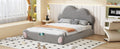 Queen Size Cloud Shaped Headboard Upholstered Platform Bed With Rounded Footboard And Pocket, Gray Queen Gray Velvet