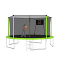 14Ft Trampoline For Kids And Adults With Net, Outdoor Recreational Trampolines For Family Green Metal