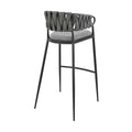 Viji 26 Inch Counter Stool Chair, Gray Faux Leather Fabric Back, Black Iron Black Grey Iron