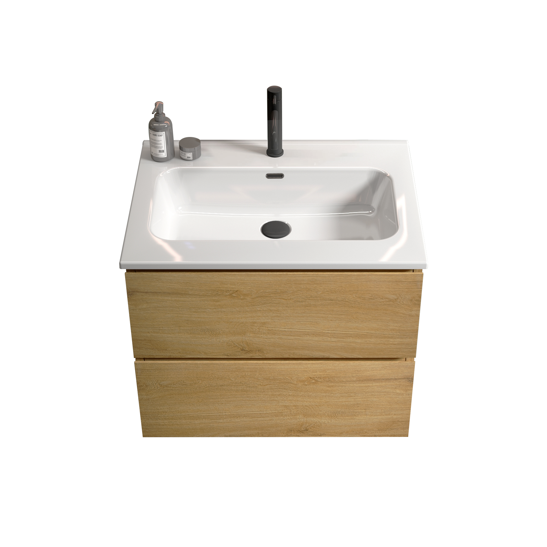 Wall Mount 24" Natural Oak Bathroom Vanity With Ceramic Sink With One Faucet Hole, Large Storage Floating Bathroom Vanity For Modern Bathroom, Pre Assembled Oak Bathroom Modern Ceramic Mdf