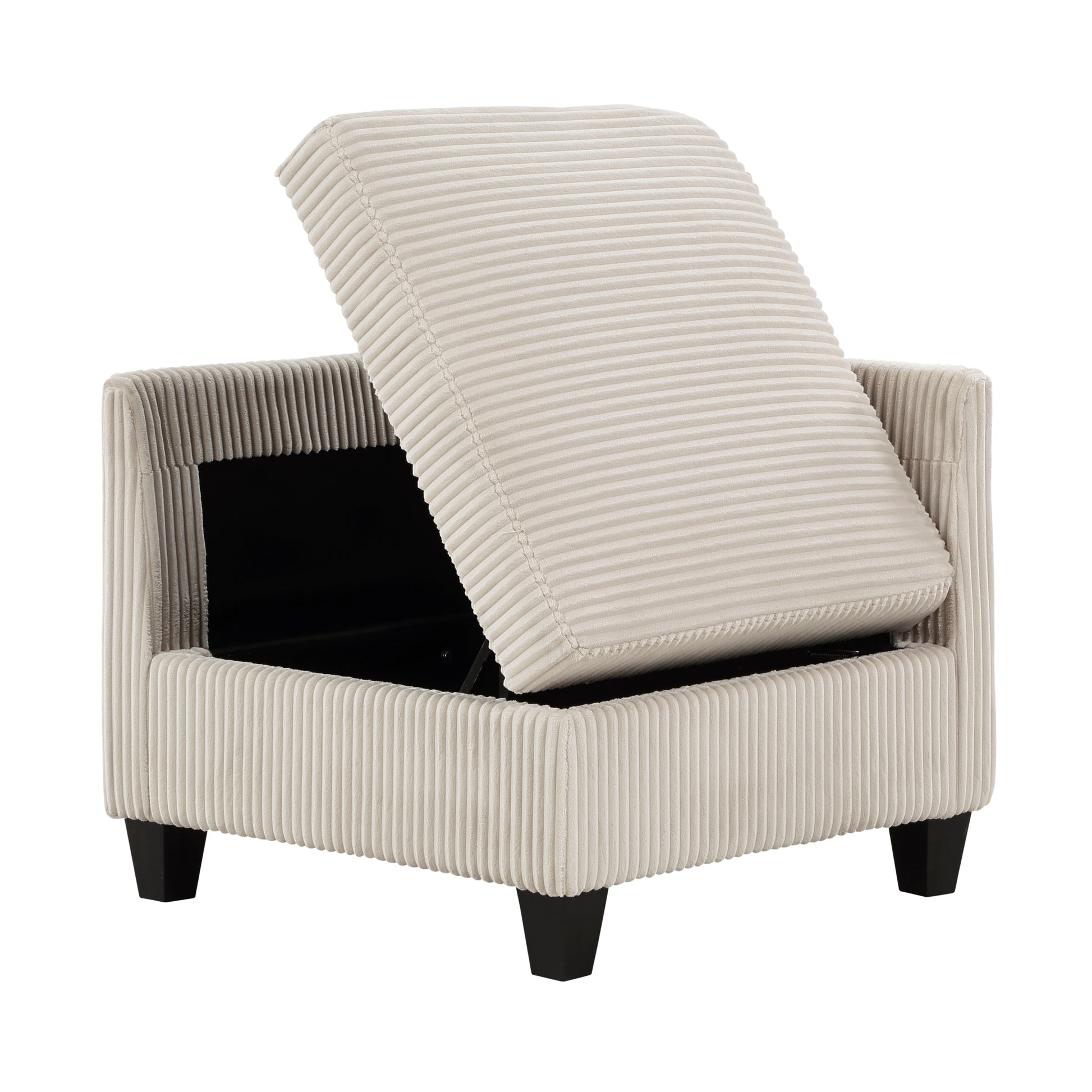 Modern Living Room Furniture Beige Corner Seat With Storage Corduroy Fabric Upholstery 1Pc Modular Piece Beige Primary Living Space Contemporary,Modern Solid Wood
