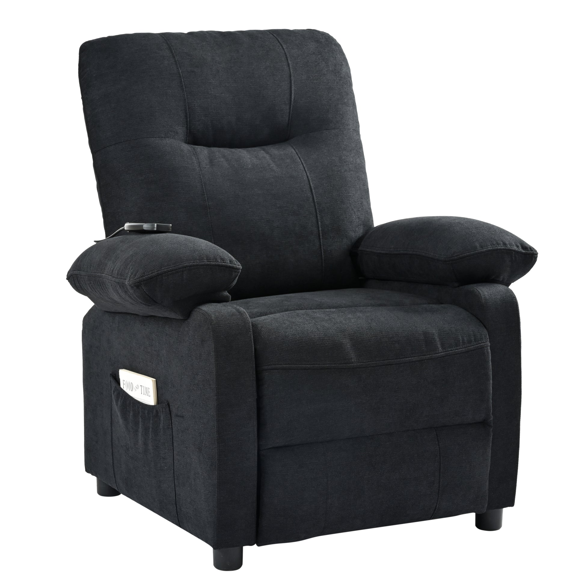 Recliner Chair With Message And Heater, Recliner Chair For Adult, Manual Control Message Chair Black Steel