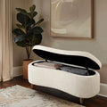 Boucle Flip Top Storage Bench Cream See Below Cream Wood
