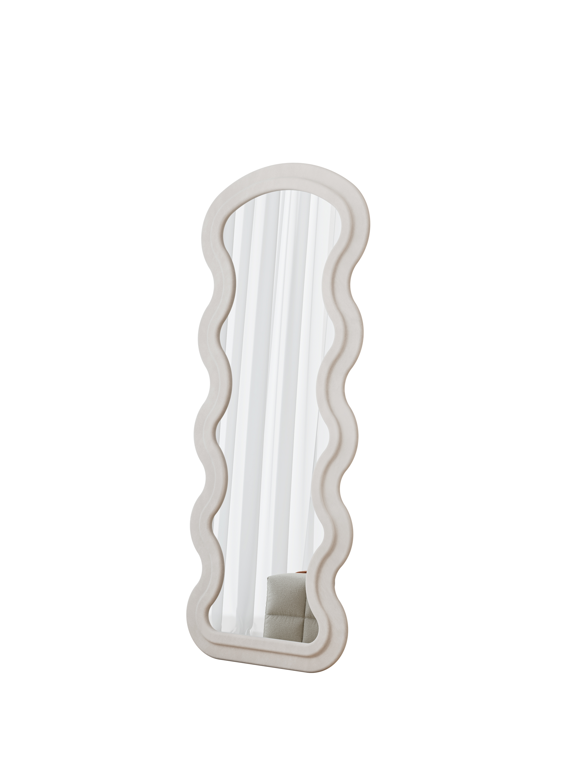 Cream White Mirror Cream White Metal Synthetic Wood Mirror