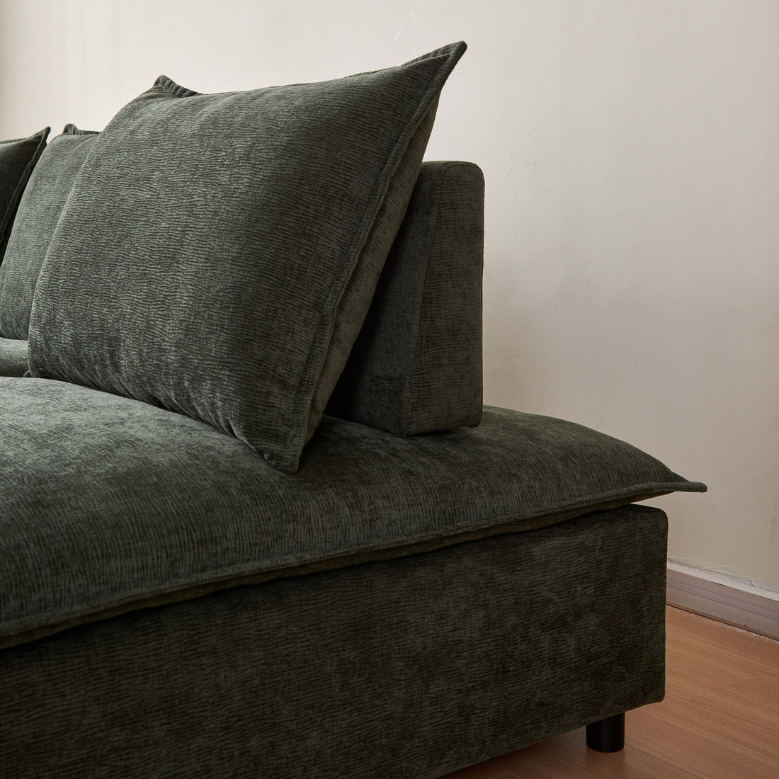 Modern Upholstered Chair Leisure Sofa Lounge Chair Removable Pillow Armless Accent Chair For Living Room, Bedroom, Corner Chair, Backrest Adjustable Fore And After Green Wood Medium Soft Foam Chenille 1 Seat