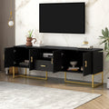 Modern Tv Stand For Tv Up To 70 Inches,Tv Cabinet With 1 Drawer, 2 Cabinets And Metal Legs, Handles And Anti Tip Device For Living Room Black 70 79 Inches Mdf