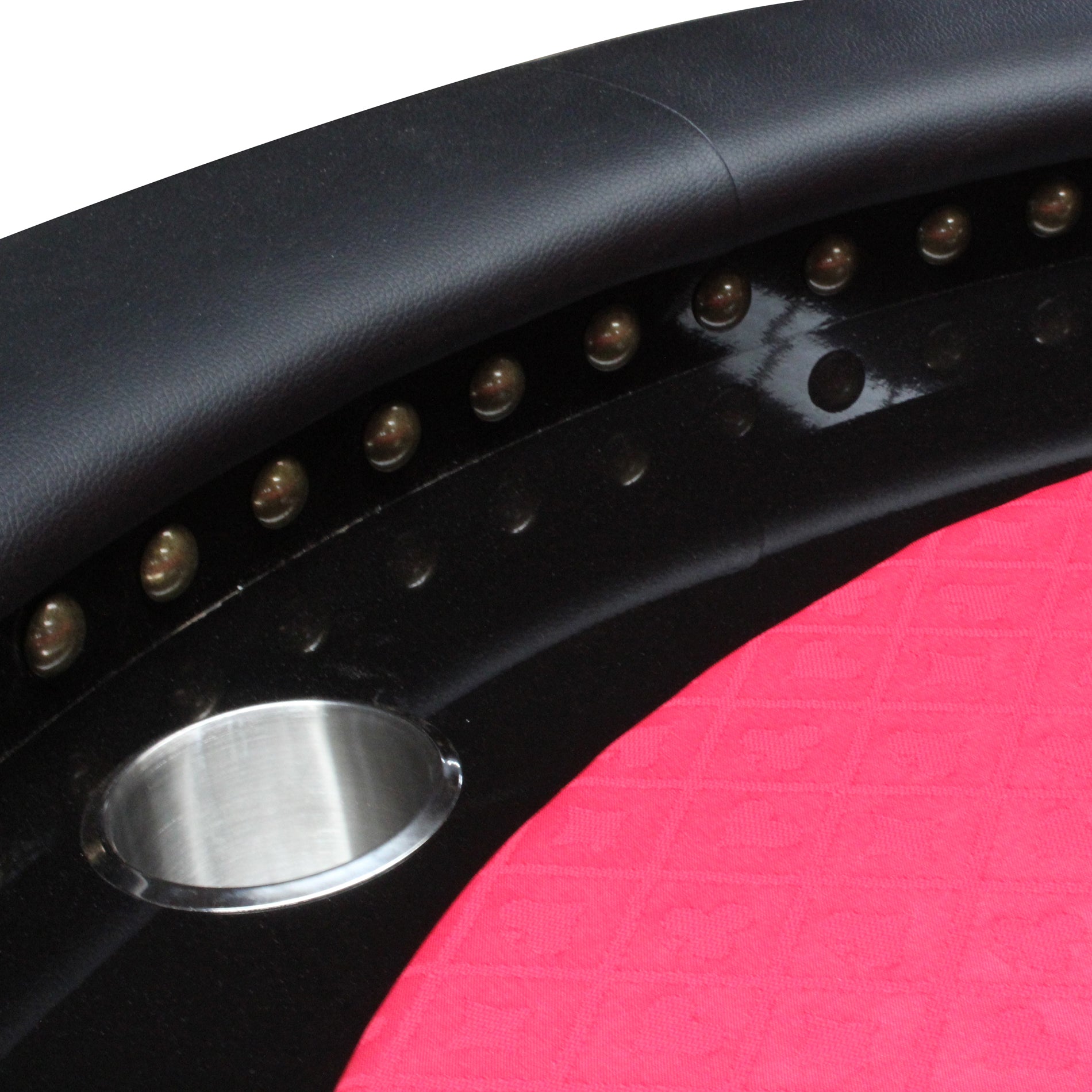 96" Poker Table For 10 Players Casino Game Texas Hold'Em Premium Oval With Round Stud Rivet Decorate Waterproof Cloth Chip Tray Cup Holders Red Red Primary Living Space Modern Plastic,Tech