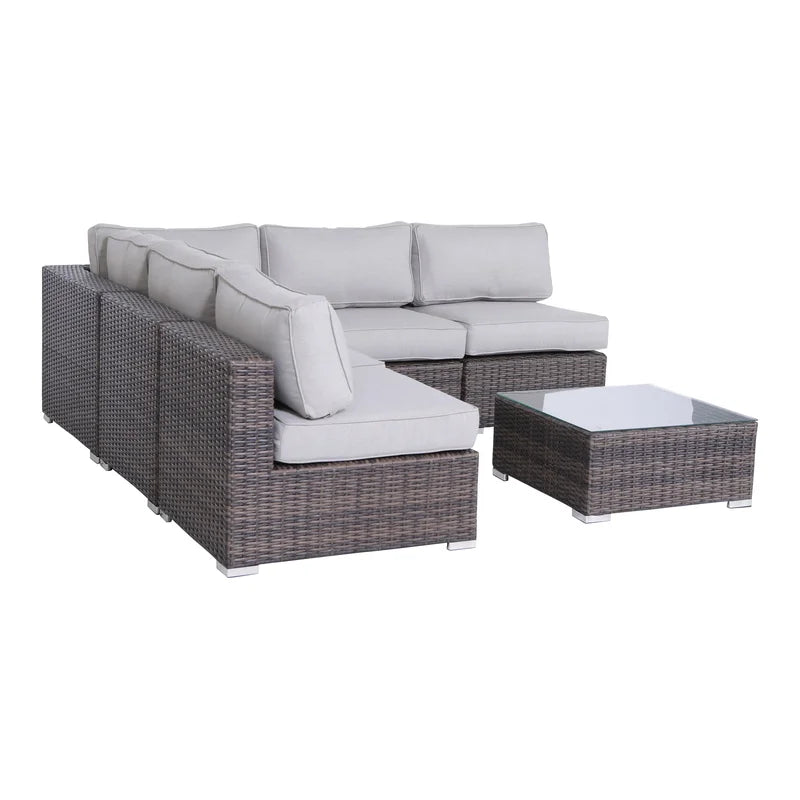 Fully Assembled Wicker 4 Person Seating Set With Cushions Brown,Gray Wicker