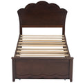 Twin Size Wood Platform Bed With Headboard And Twin Size Trundle, Cappuccino Box Spring Not Required Twin Cappuccino Wood Bed Frame Solid Wood Mdf