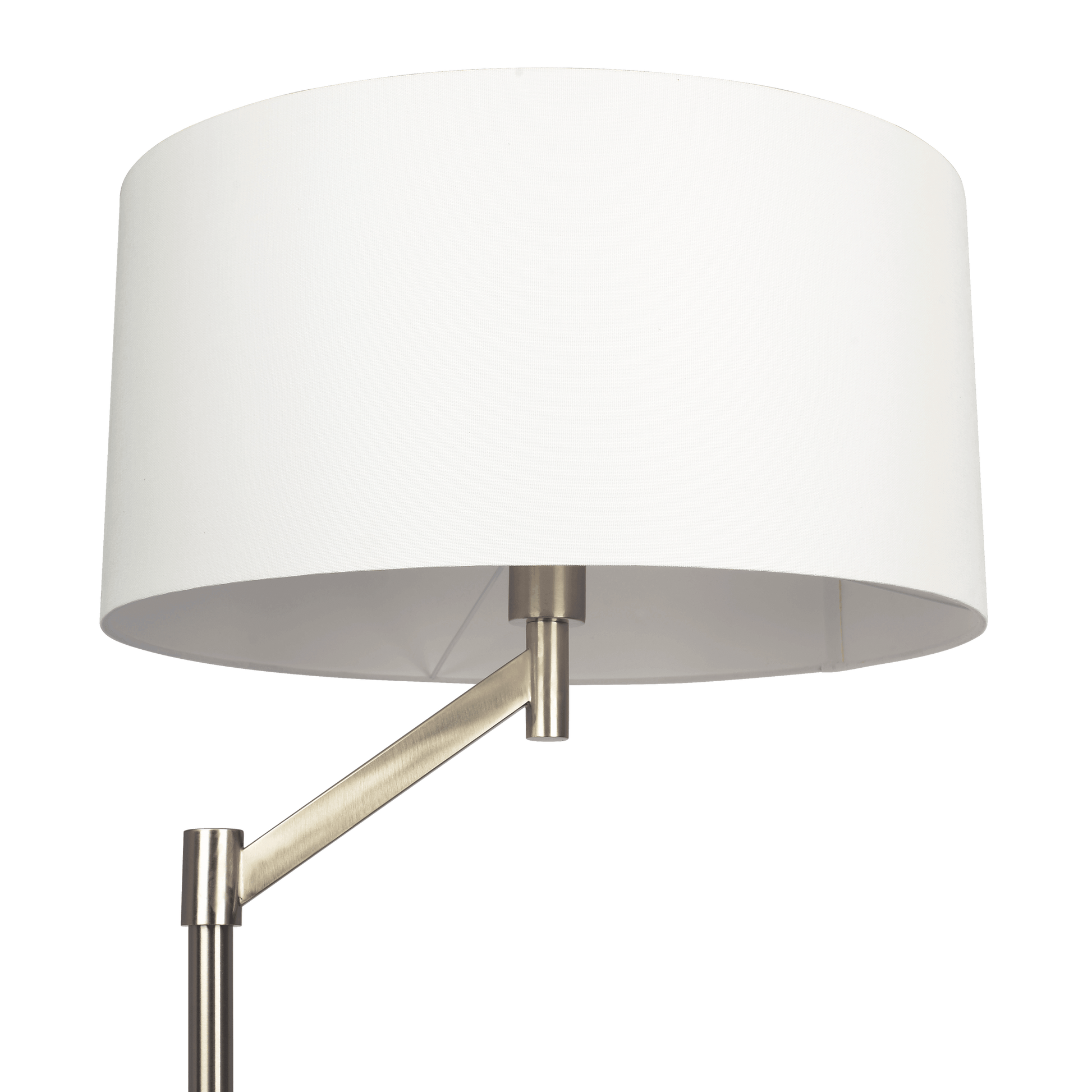 Serene Brushed Nickel Floor Lamp With Rotary Switch Metal Base White Linen Shade Brushed Nickel,White Table&Floor Lamps Linen,Metal