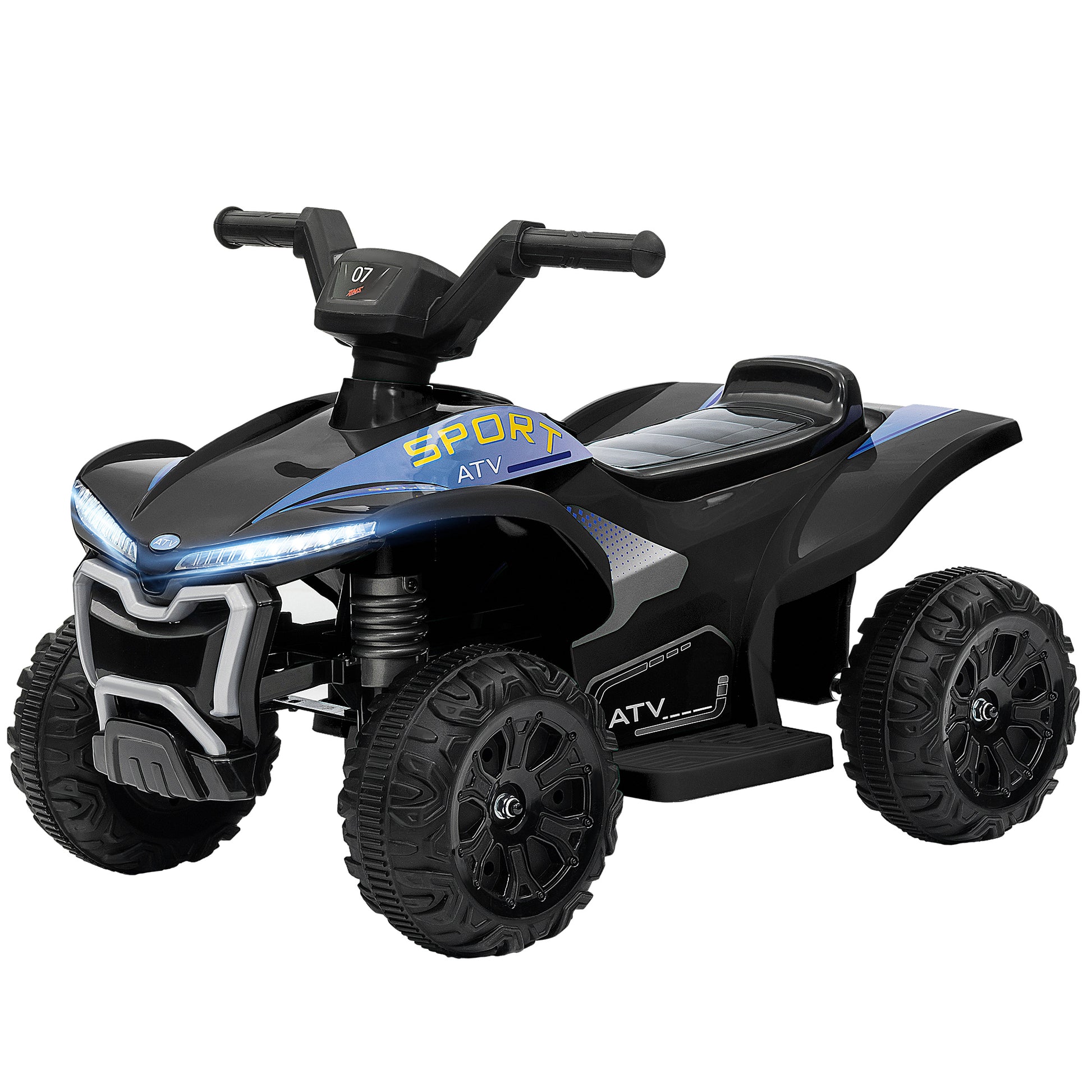 Qaba Kids Atv Quad, 6V Ride On Toy With 1.6Mph Max Speed, Rechargeable Battery, 4 Wheeler Battery Powered With Lights, Forward & Reverse For Toddlers, Black Black Polypropylene