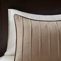 7 Piece Faux Suede Comforter Set Beige King King Beige Polyester