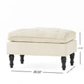 Lofton 28Inch Pillow Top Ottoman Cream Fabric