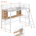 Twin Size Loft Bed With Desk And Shelfloft Bed With Ladder,Twin,White Twin White Metal