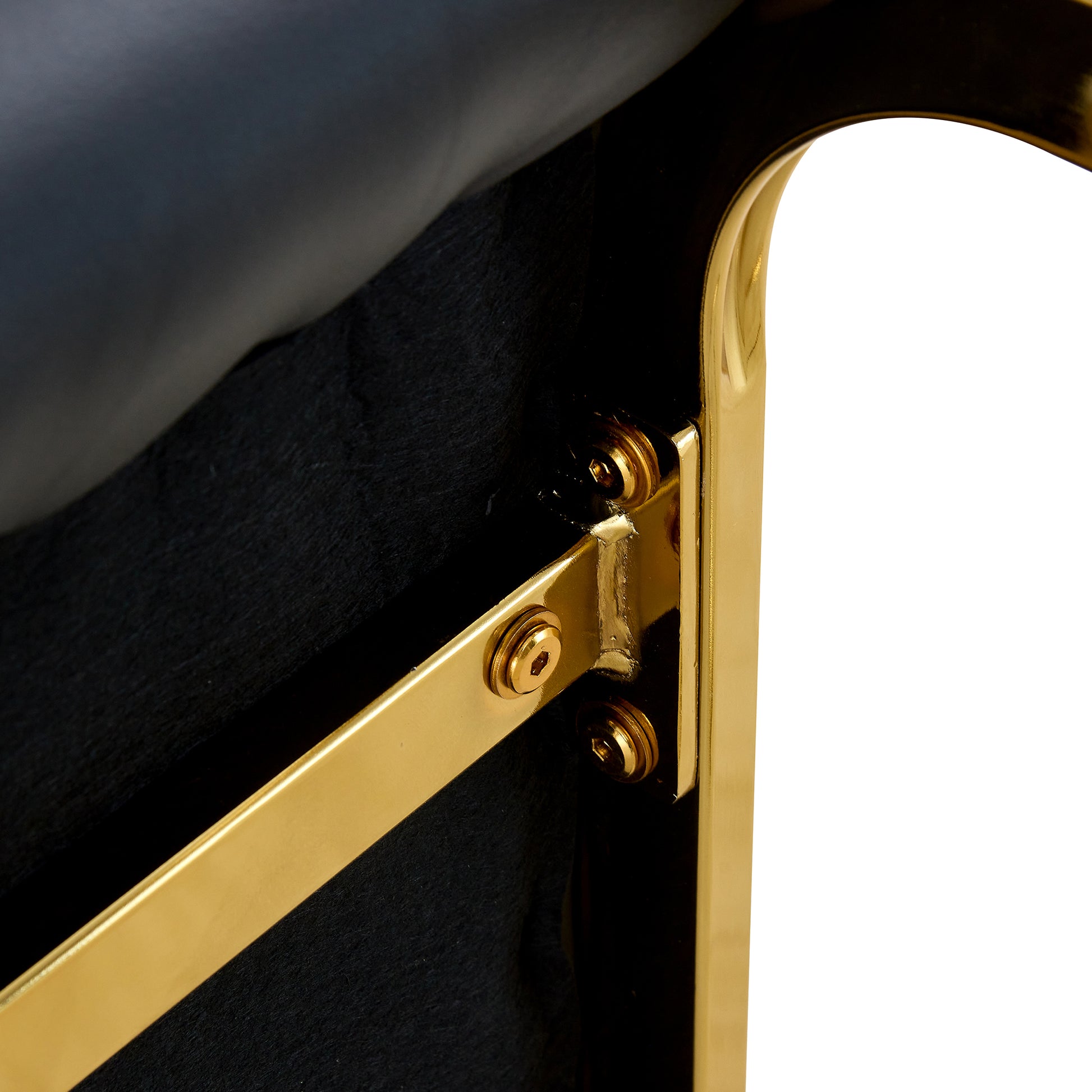 Luxury Simple Arch Chair Set Of 2 Black Pu Material High Resilience Dining Chair With Arched Metal Gold Leg. Black Gold Set Of 2 Metal,Pu