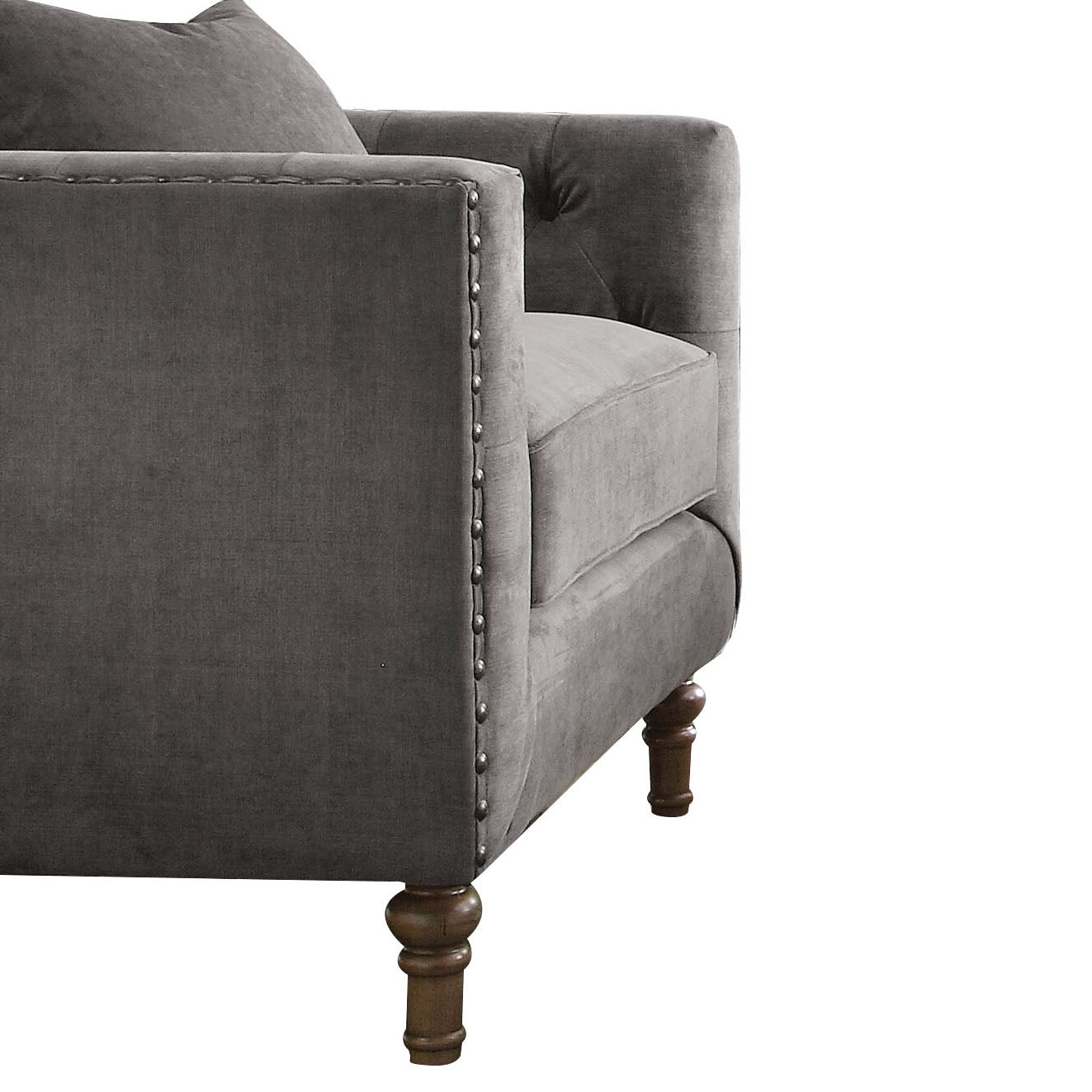 Grey Accent Chair With Pillow Grey Primary Living Space Mid Century Modern Wood Fabric