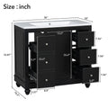 Contemporary Black Bathroom Vanity Cabinet 36X18X34 Inches, 4 Drawers & 1 Cabinet Door, Multipurpose Storage, Resin Integrated Sink, Adjustable Shelves, Solid Wood Frame With Mdf Black Bathroom