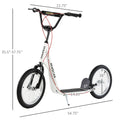 Aosom Youth Scooter Kick Scooter For Kids 5 With Adjustable Handlebar 16