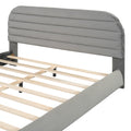 Queen Size Velvet Upholstered Platform Bed,Solid Frame And Stylish Curve Shaped Design, Gray Queen Gray Velvet