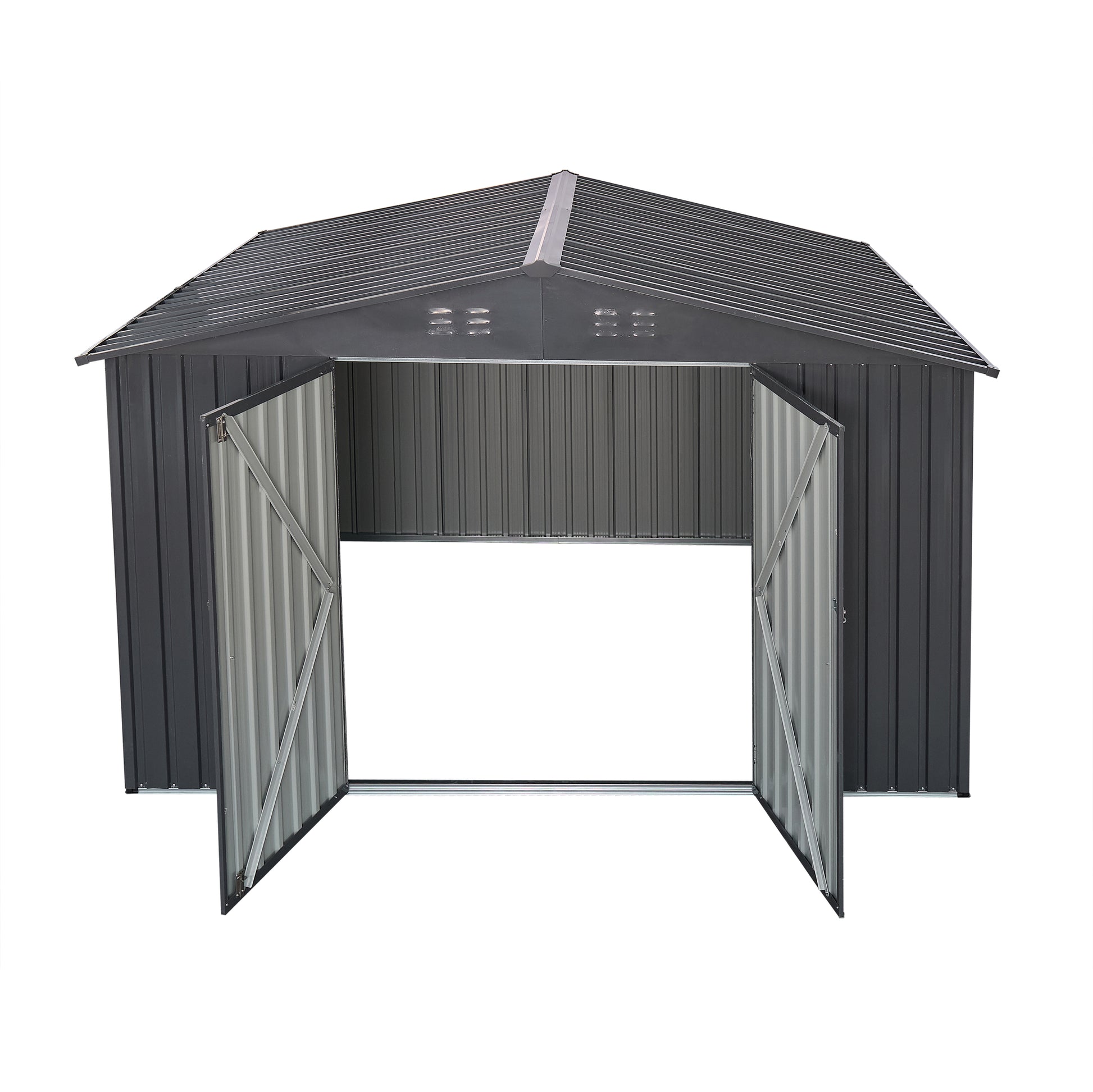 Outdoor Sheds 6Ft X 8Ft & Outdoor Storage Clearance, Metal Anti Corrosion Utility Tool House With Lockable Door & Shutter Vents, Waterproof Storage Garden Shed For Backyard Lawn Patio Grey Iron