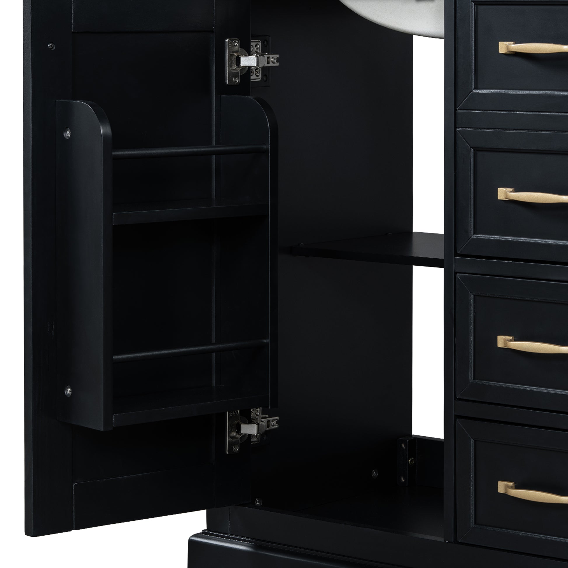 30" Bathroom Vanity With Sink, One Package, Black Bathroom Cabinet With Drawers, Solid Frame And Mdf Board Black Solid Wood Mdf