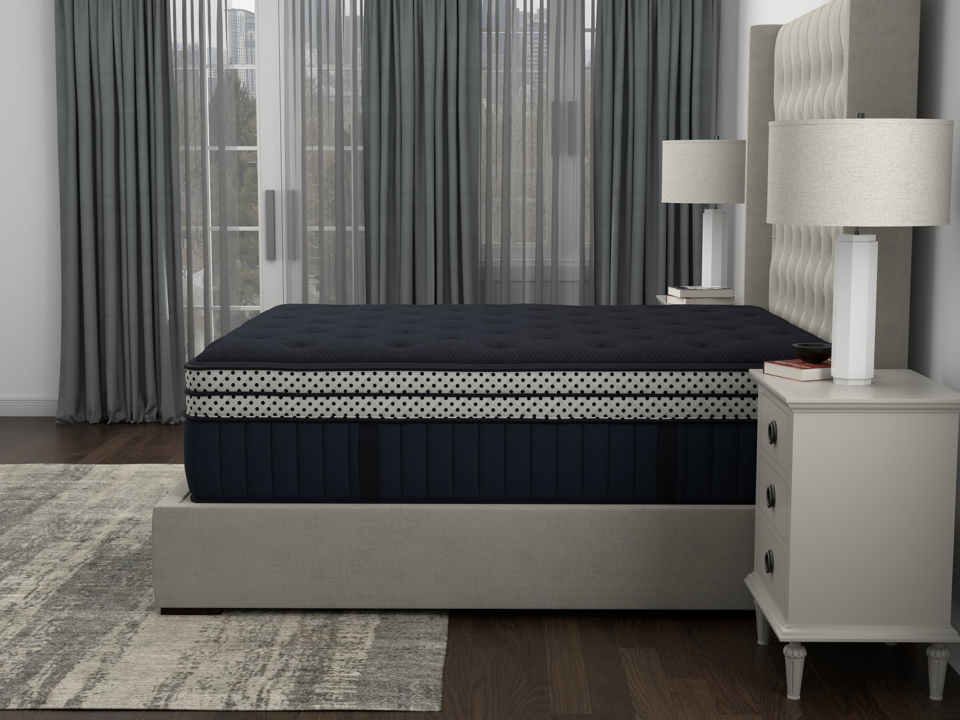 Wink Blue 17" Double Box Top Queen Mattress Blue Memory Foam And Polyurethane Foam Fabric Queen