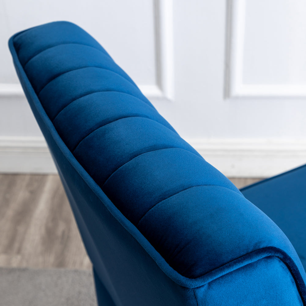 Reese Mid Century Modern Accent Chairs Set Of 2 With Minimalist Design, Elegant Velvet Upholstery And Solid Wood Legs, Ideal For Living Room Or Bedroom, Dark Blue Dark Blue Velvet