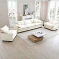 Warm And Cozy Sofa Set With Soft Cushions And Pillows, Home Theater Style Sofa Set Consisting Of A 3 Seater Sofa And Two Single Sofas In Beige Corduroy Fabric Beige Corduroy 5 Seat