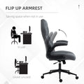 Vinsetto High Back Office Chair With Flip Up Armrests, Swivel Computer Chair With Adjustable Height And Tilt Function, Dark Gray Dark Gray Polyester