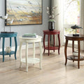 Walnut Round Side Table With Bottom Shelf Walnut Primary Living Space Shelves Round Wood