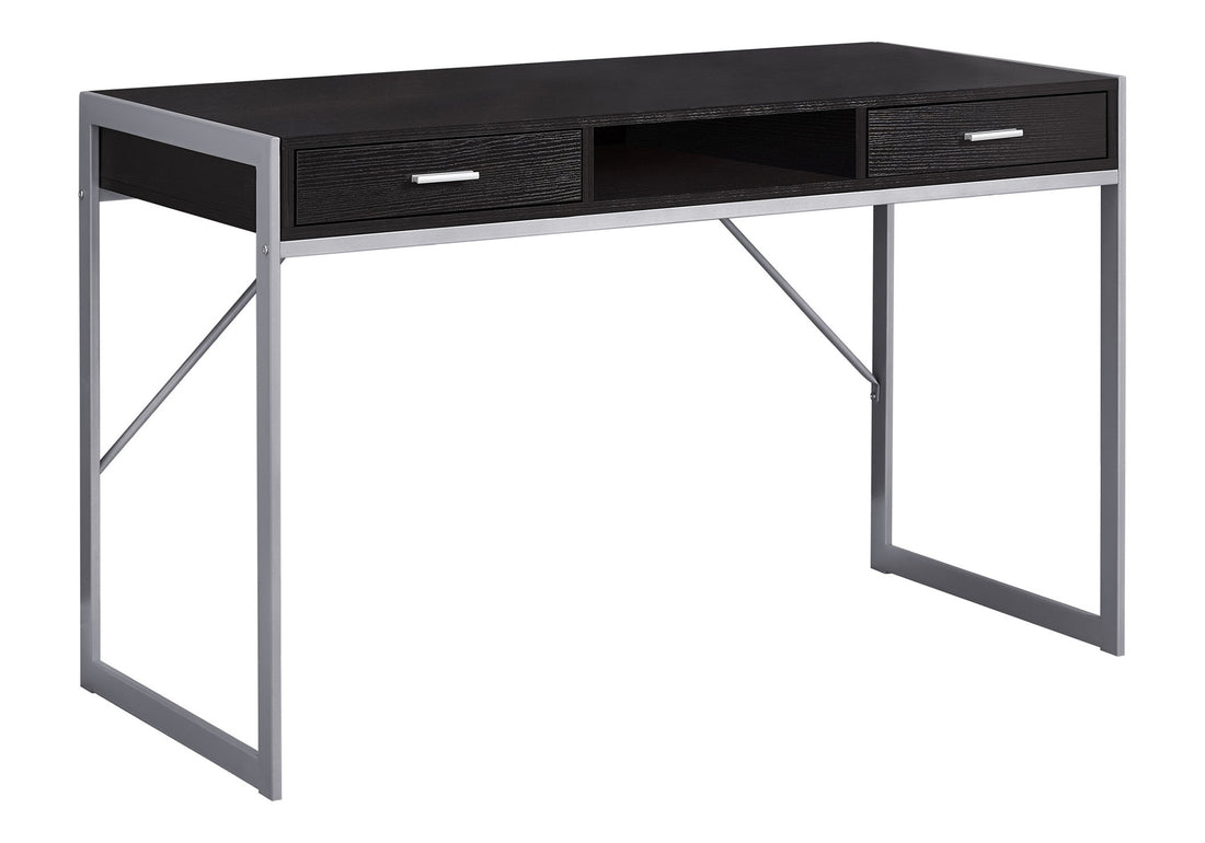 Computer Desk, Home Office, Laptop, Storage Drawers, 48"L, Work, Brown Laminate, Grey Metal, Contemporary, Modern Espresso Mdf