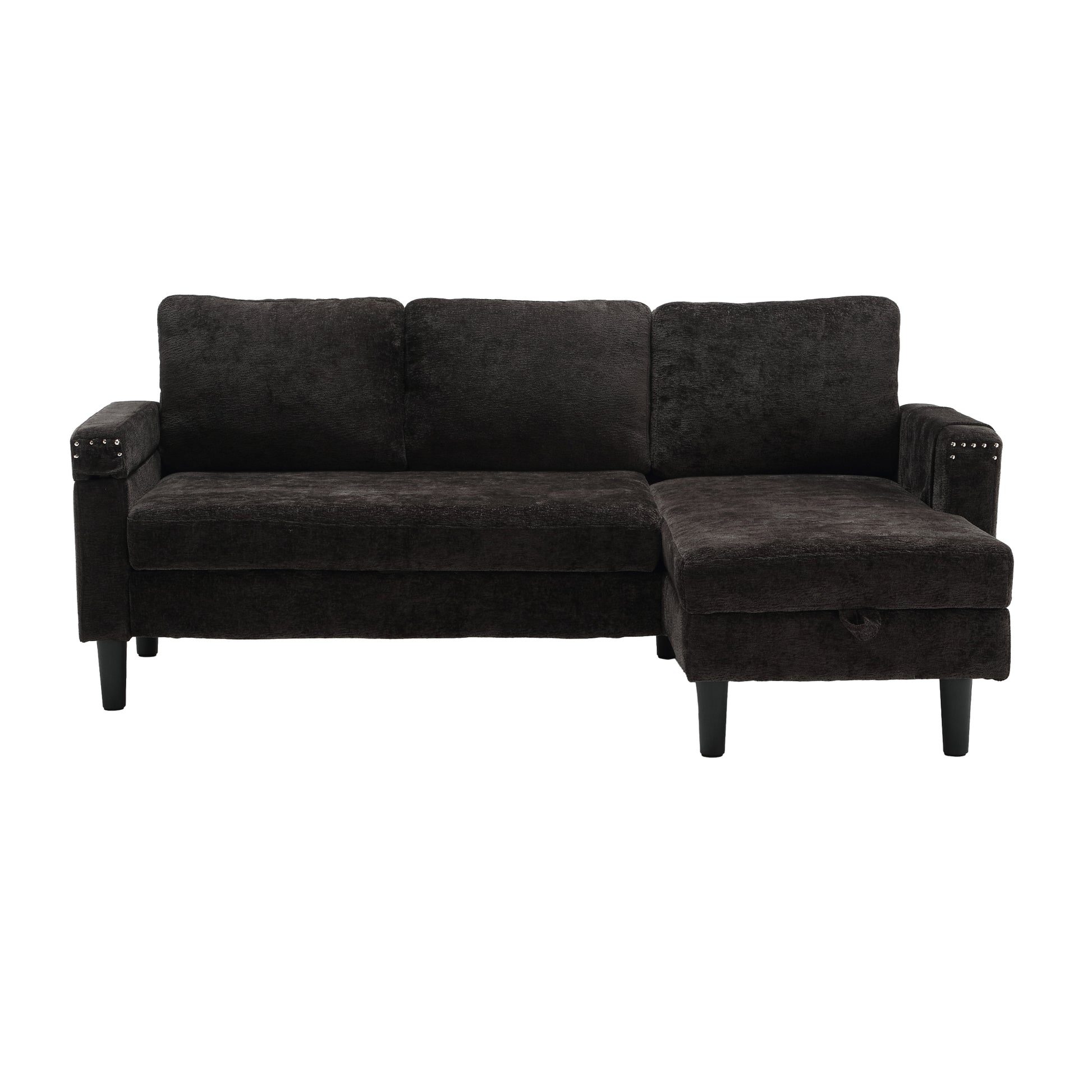 United Sectional Sofa Reversible Sectional Sleeper Sectional Sofa With Storage Chaise Black Chenille