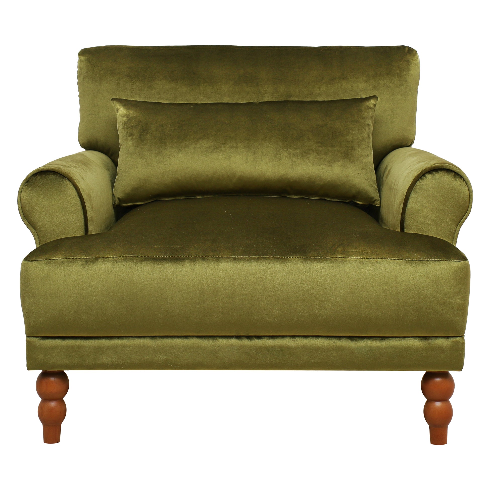 Mirod Elegant Circular Armrests, Ergonomic Lumbar Support, Vintage Roman Column Legs, Luxurious Large Size, Enhances Living Room Aesthetics, For Living Room,Bedroom And Study Green Velvet