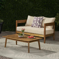 Brooklyn Seat Coffee Table Teak Wood Waterproof Fabric