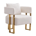 Ts Teddy Velvet Upholstered Metal Foot Sofa White Gold Teddy 1 Seat