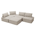 Modern Modular L Shaped Chenille Sofa With Movable Cushions, Hidden Legs, And Spring Cushions Customizable For Living Room And Multiple Spaces Beige Color Beige Chenille 5 Seat