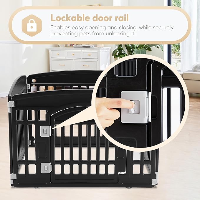 Dog Playpen, 24" Exercise 4 Panel Pet Playpen With Door, Safe And Secure, Folding And Portable Puppy Playpen For Puppies And Small Dogs, Black Black Plastic
