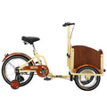 Foldable Tricycle For Kids Ages 6 12,Mini Cargo Bike,Pet Bike,Reverse Tricycle,Outdoor Parent Child Bike For Travel,With Cargo Basket And Training Wheels. Beige Steel