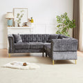 81.5 Inch Chenille Corner Sofal Shaped Sectional Couch, 5 Seater Corner Sofas With 3 Cushions For Living Room, Bedroom, Apartment, Office Grey Foam Chenille 5 Seat