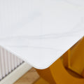 Modern And Simple Rectangular Glass Dining Table In White With A Pattern, 0.39 