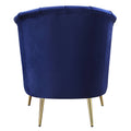 Blue And Gold Tufted Back Accent Chair Blue Primary Living Space Modern Eucalyptus Wood Fabric