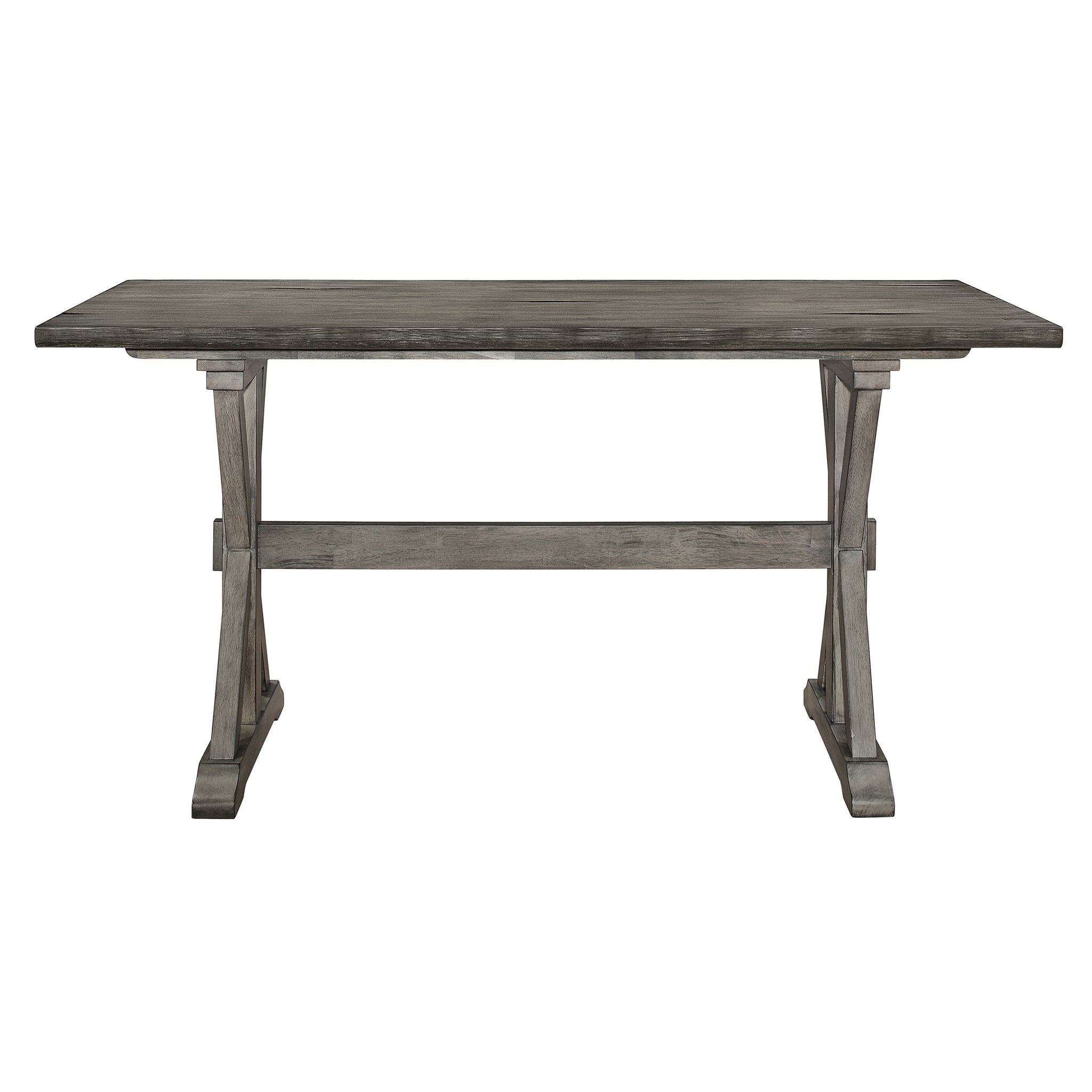 Rustic Look Distressed Gray Finish 1Pc Counter Height Dining Table Solid Rubberwood Kitchen Dining Furniture Gray Seats 6 Dining Room Rectangular Solid Wood