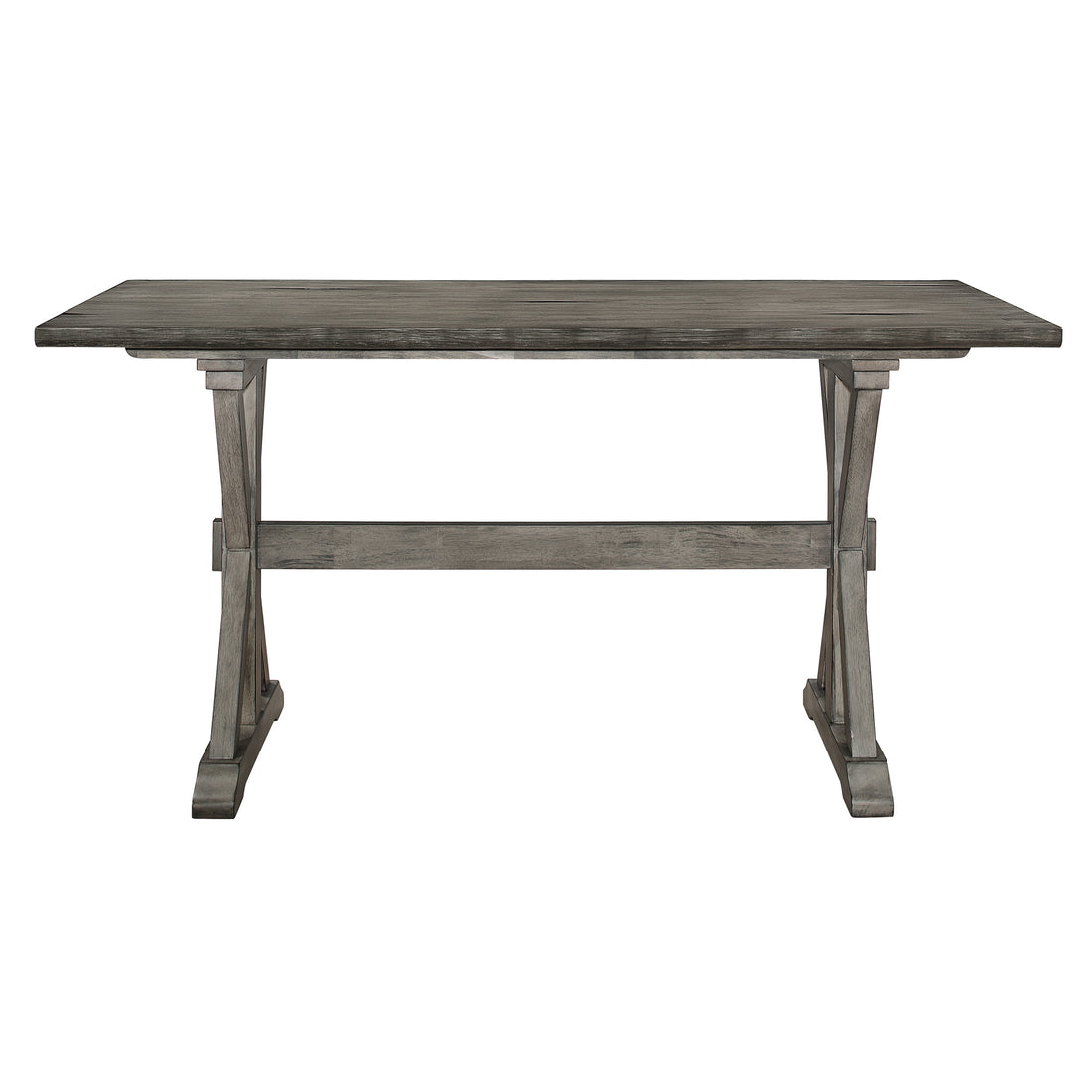 Rustic Look Distressed Gray Finish 1Pc Counter Height Dining Table Solid Rubberwood Kitchen Dining Furniture Gray Seats 6 Dining Room Rectangular Solid Wood